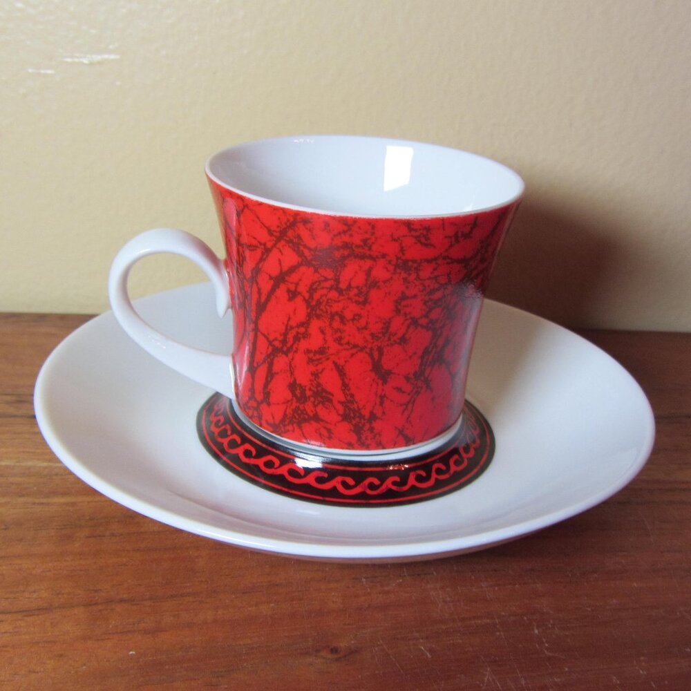 4 oz espana flamenco block bidasoa spain espresso cup & saucer demitasse (W6105)